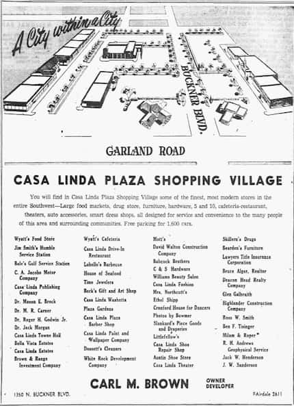 Ad for Casa Linda Plaza Shopping Village in The Dallas Morning News, Jan. 13, 1952