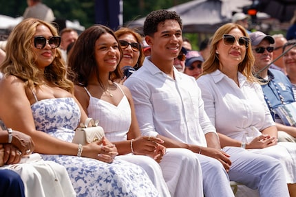 Former Texas Rangers third baseman Adrián Beltré’s children Cassandra (from left), Camila...