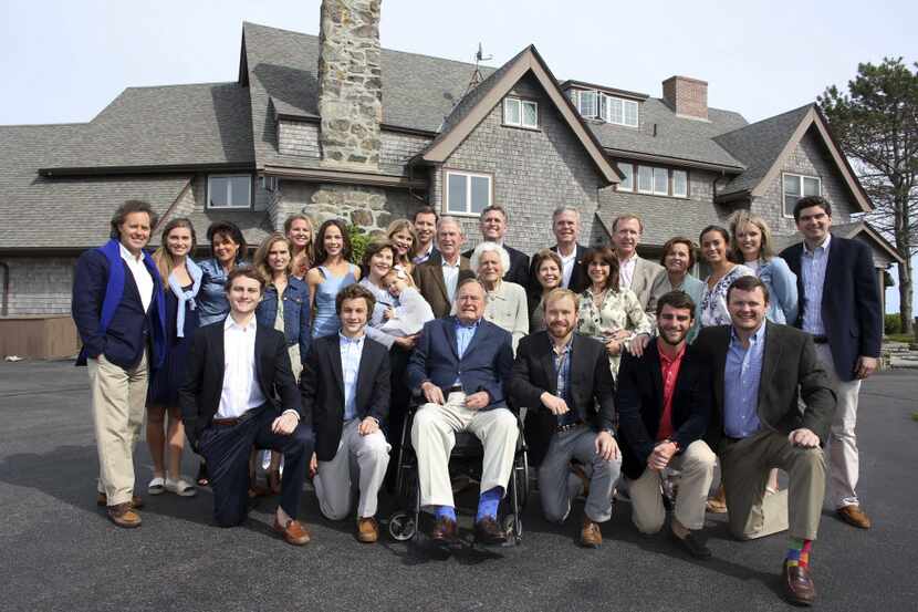 In this June 7, 2015 photo provided by the Office of George Bush, the Bush family posed for...