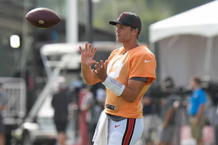 Tampa Bay Buccaneers quarterback Tom Brady during an NFL football training camp practice...