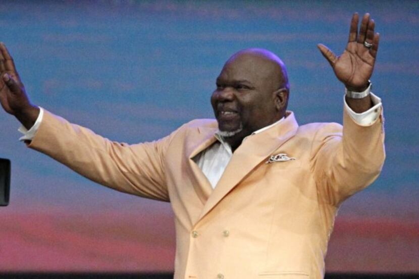Bishop T.D. Jakes greets the crowd before an