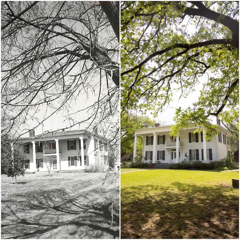Millermore Mansion in 1966 (left) and in 2022 (right).