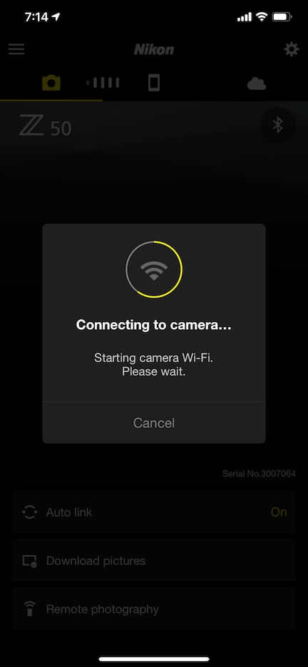 Nikon's SnapBridge app connects to the Z 50 via Bluetooth or Wi-Fi