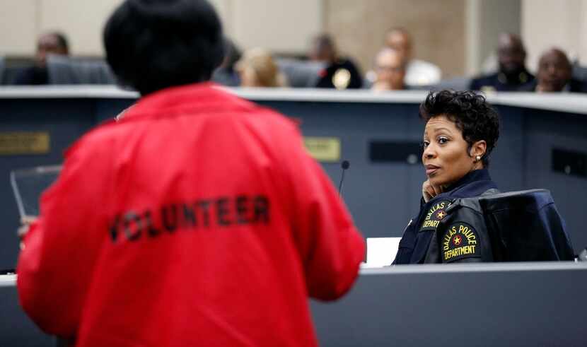 Dallas Police Chief U. Renee Hall (right) listened to the concerns of Camp Wisdom NOW...