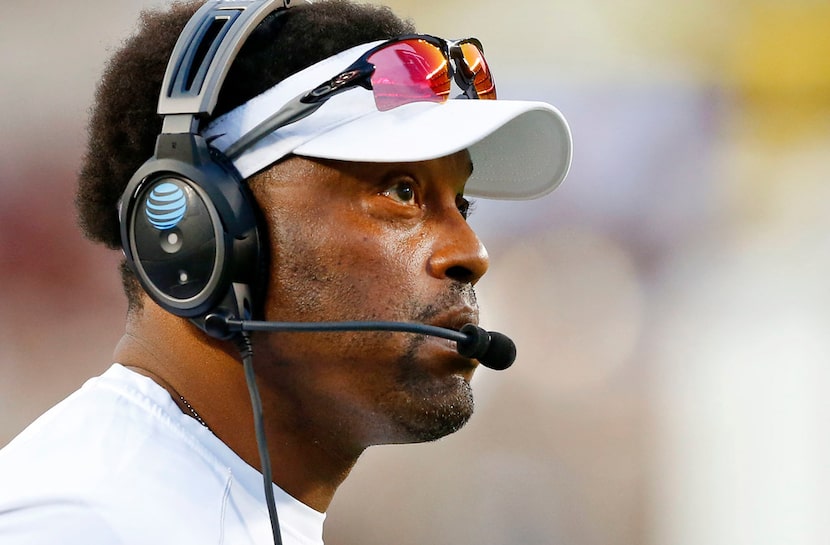 Texas A&M Aggies head coach Kevin Sumlin is pictured on the sideline during the Nicholls...