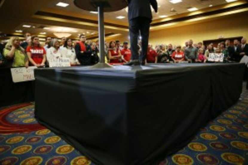  Rear view of Rubio as he spoke to the Houston crowd. (Joe Raedle/Getty Images)