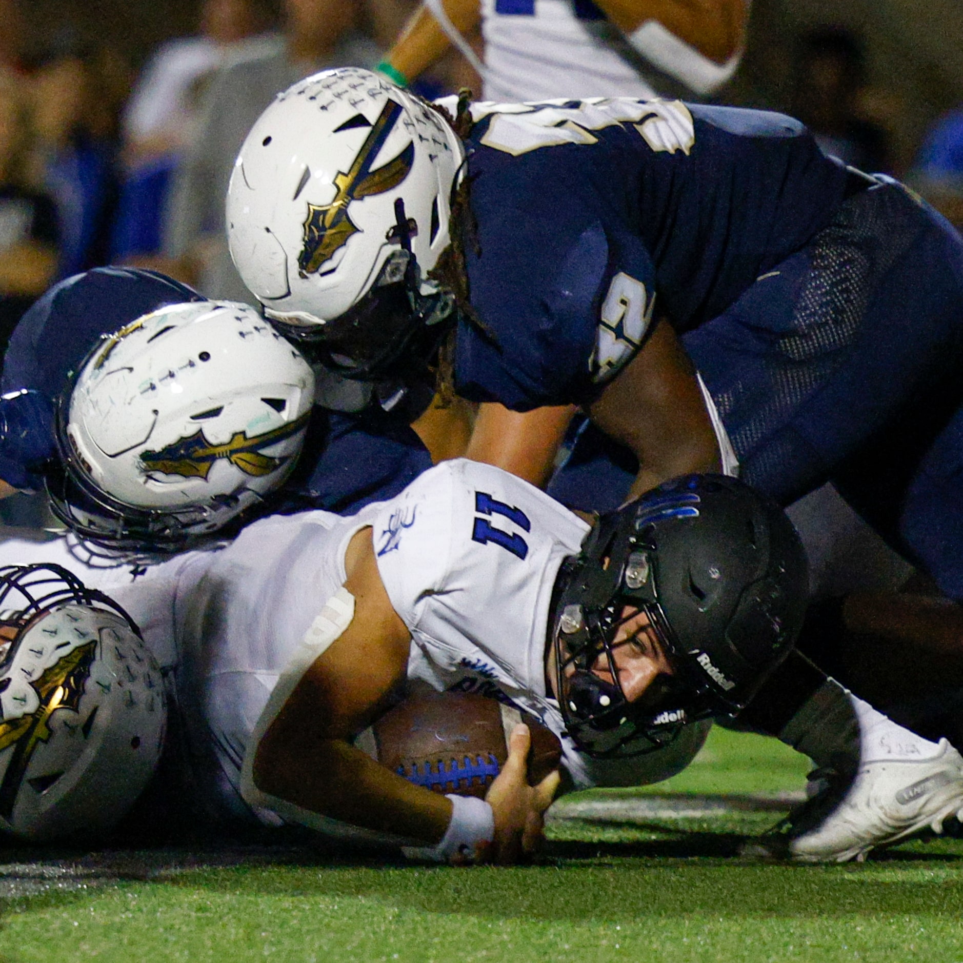 Trophy Club Byron Nelson quarterback Jake Wilson (11) rushes for a touchdown ahead of Keller...