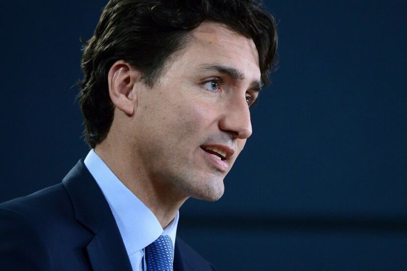 Canada's Prime Minister Justin Trudeau holds a press conference at the National Press...
