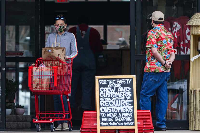 Shoppers at Trader Joe's on Greenville Ave wore masks even after COVID-19 mandates were...