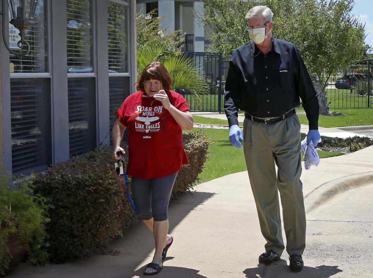 John Herzig (right), who is the first patient in Texas to receive a lung transplant with a...