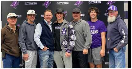 Left to right: Tim Adams (1972-75 QB/DB), Brandon Adams (1998-2000 QB), Casey Adams...