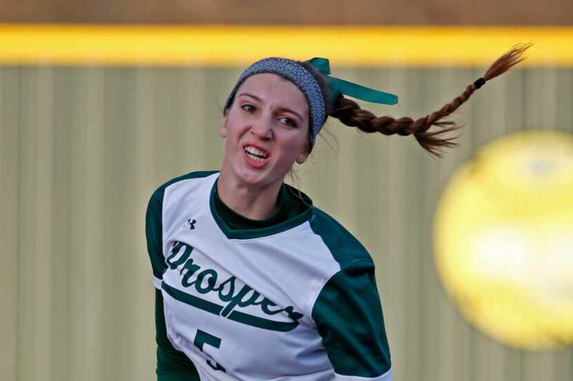 Prosper pitcher Rachel Eckrote is 15-0 with a 0.68 ERA. (Jae S. Lee/The Dallas Morning News)