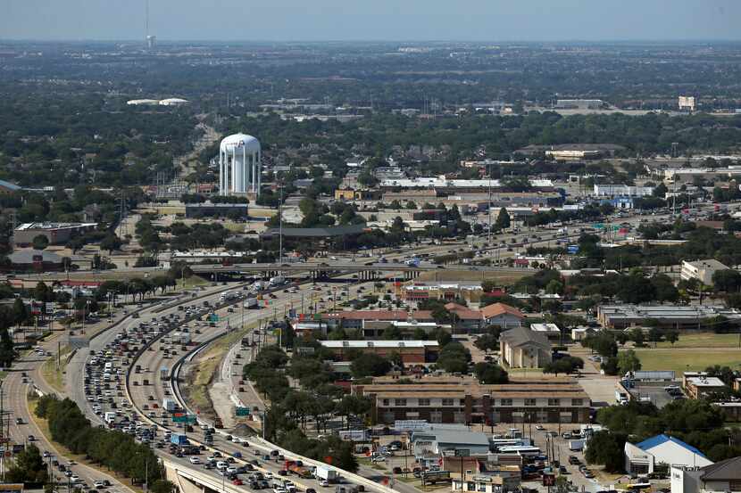 An aerial view of Central Expressway looking northbound in Plano on Thursday, August 11, 2016.