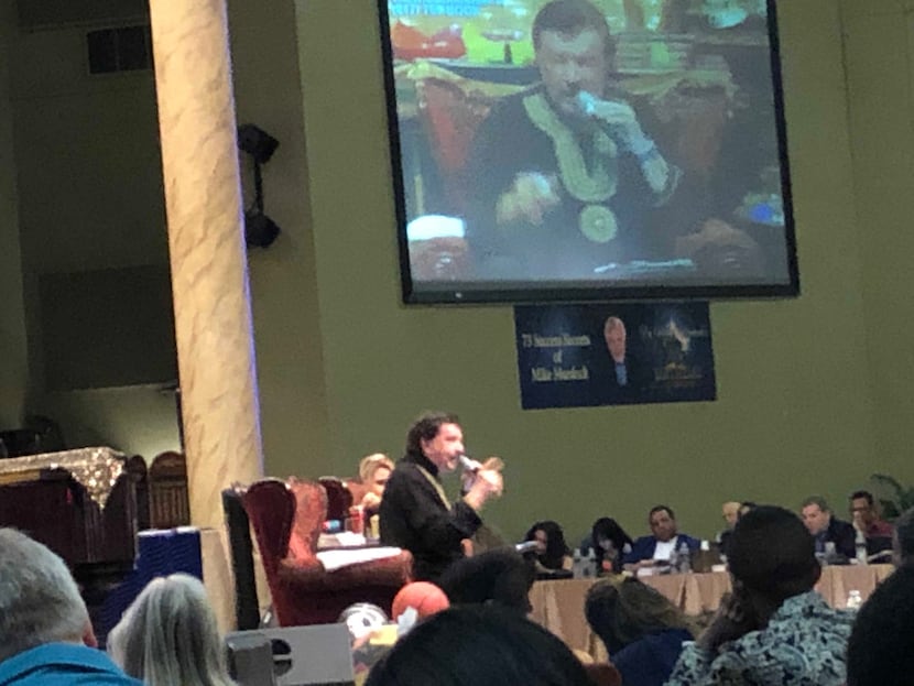 Mike Murdock preaches in front of several hundred people and four TV cameras at his Haltom...
