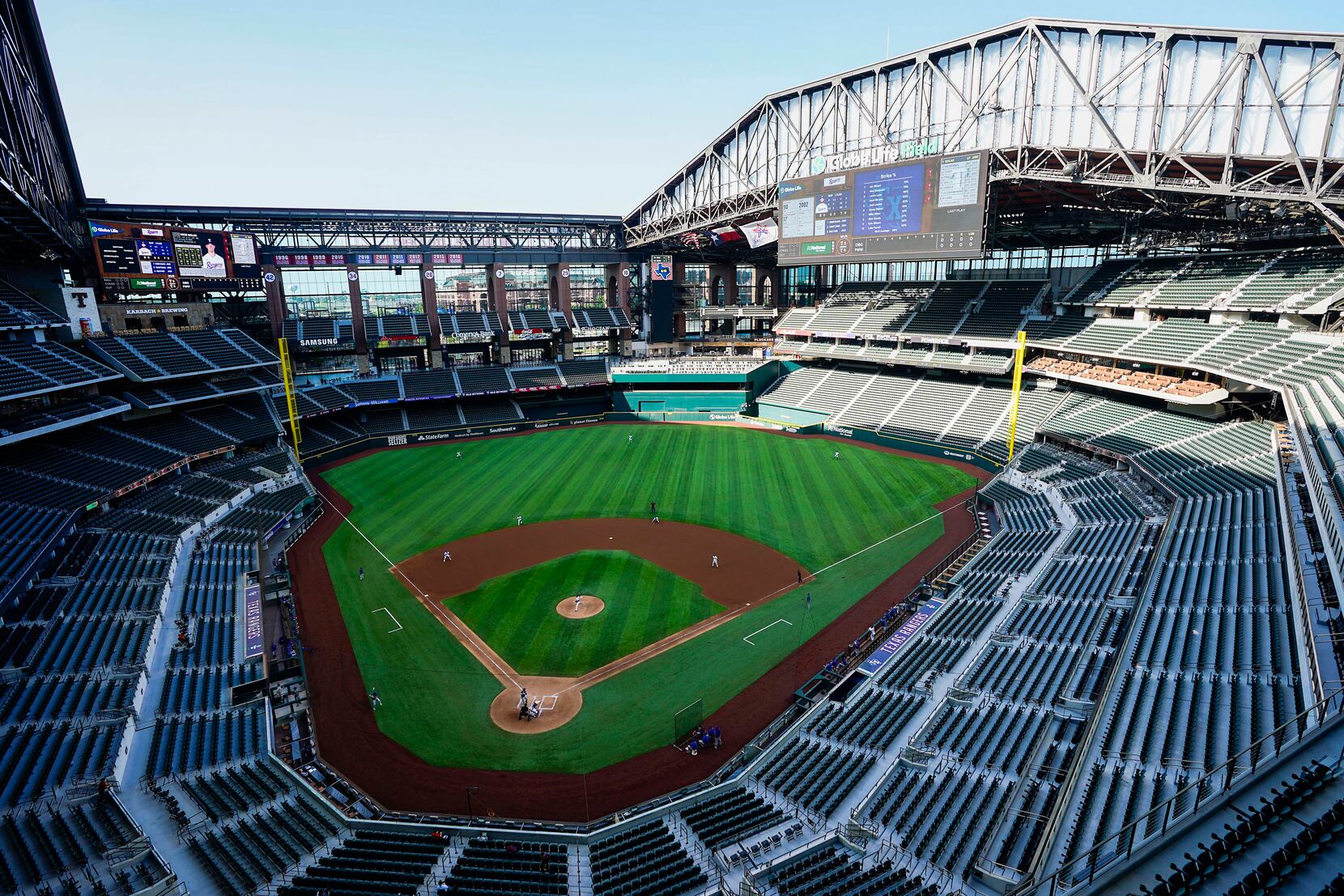 Painted roof deck helps Texas Rangers spot baseball during games