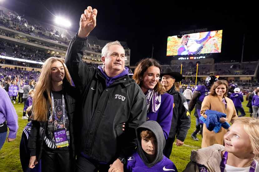 FILE - TCU head coach Sonny Dykes walks off the field after an NCAA college football game...