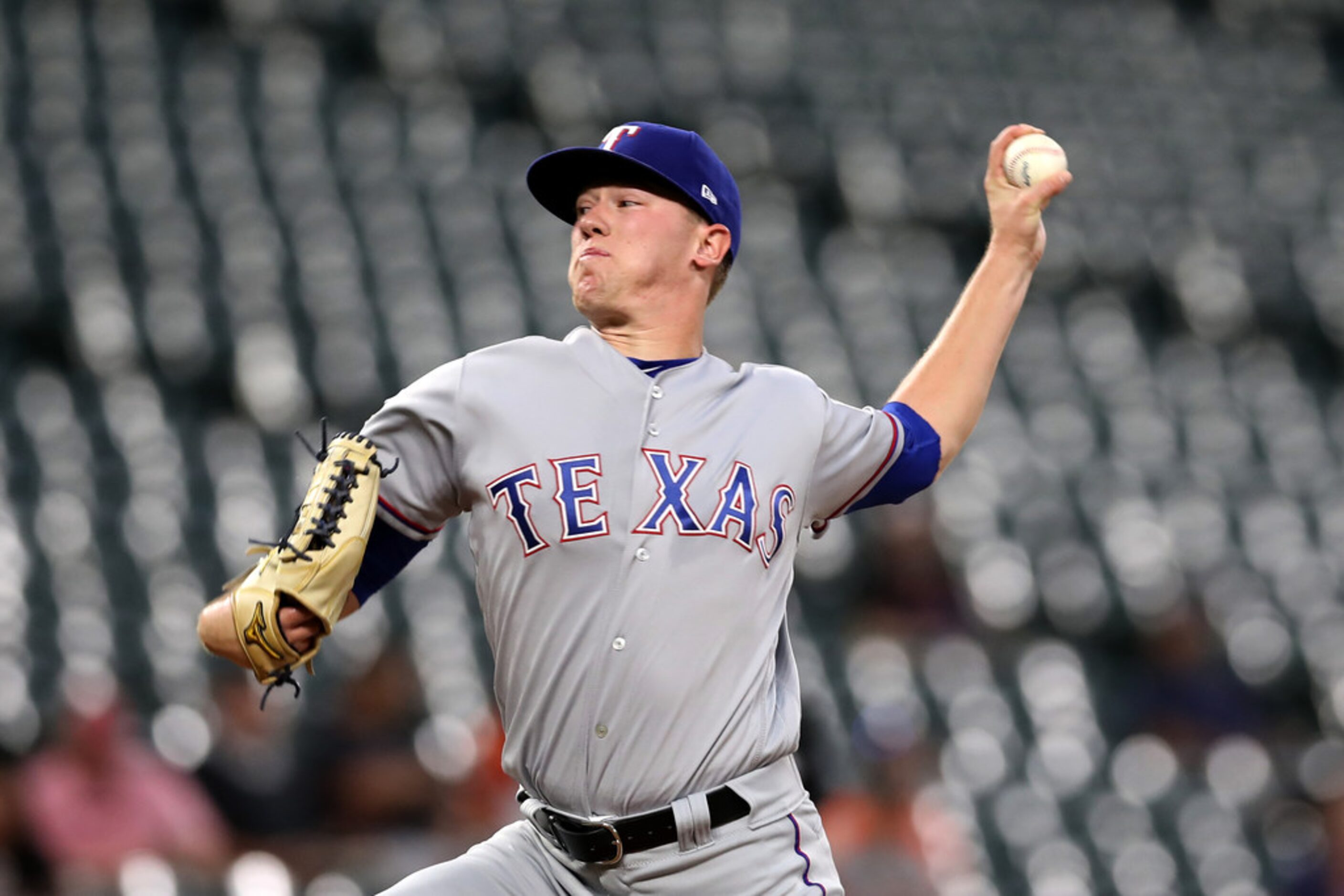 BALTIMORE, MARYLAND - SEPTEMBER 05: Starting pitcher Kolby Allard #39 of the Texas Rangers...