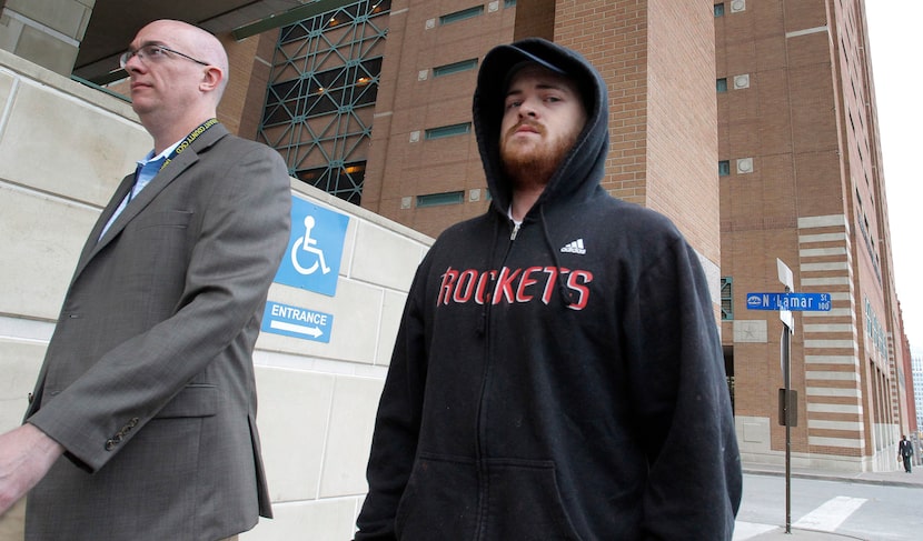 Bernard Gorman (right) was released on bond from the Tarrant County Jail in Fort Worth on...