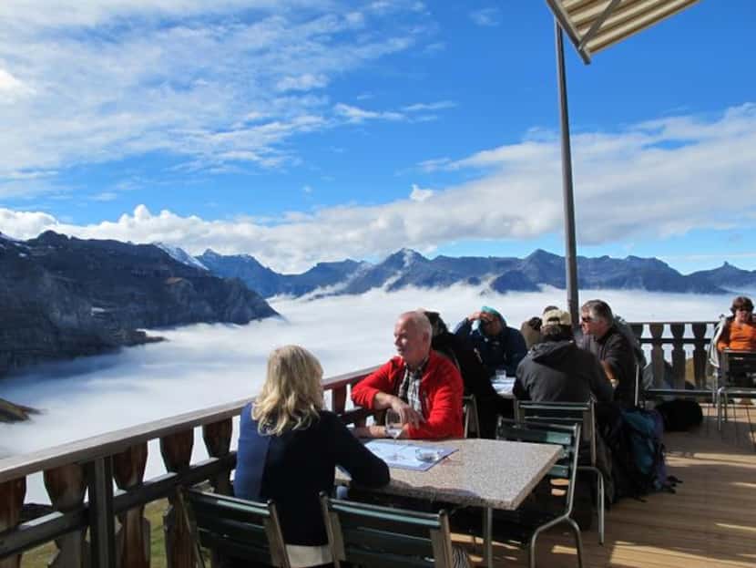 
You can have lunch while enjoying the views at the Eigergletscher railway station, high in...
