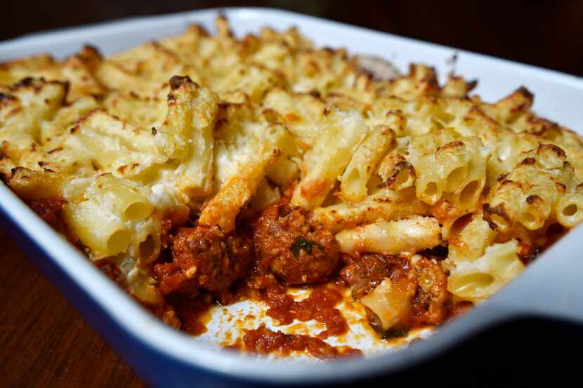 Baked Ziti with Meatballs from Nonna Italian restaurant in Dallas