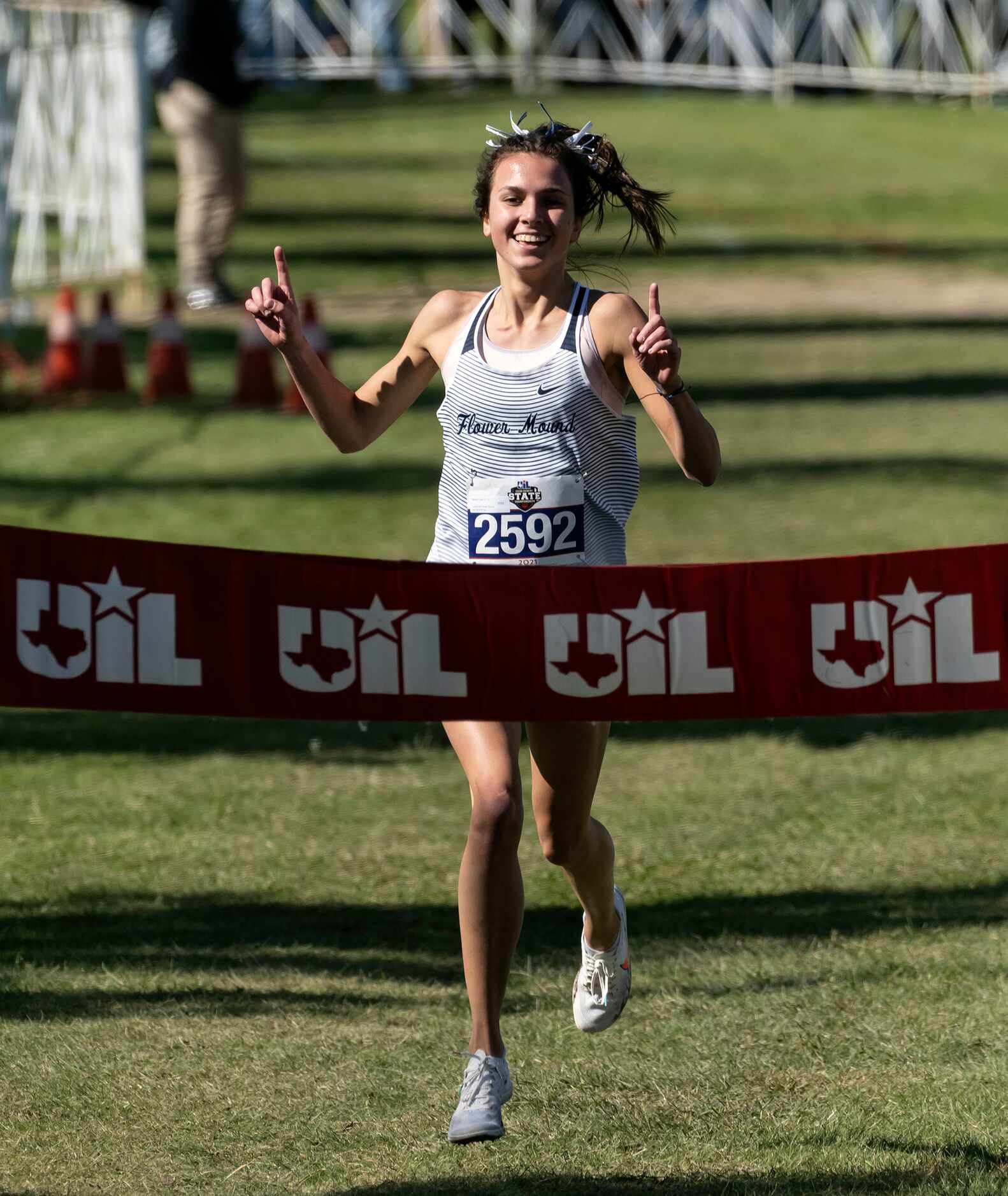 Lewisville Flower Mound Natalie Cook, (2592), races towards the finish line to win state...