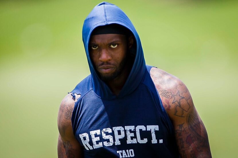 Cowboys wide receiver Tavon Austin walks off the field following a minicamp session at The...