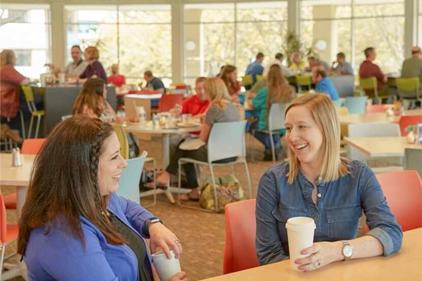 Some of the perks at Tyler Technologies' office are an on-site cafe with staff lunches...