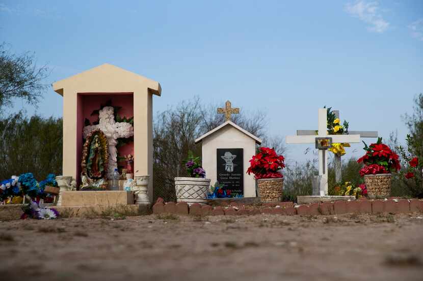 Grave sites at the cemetery in La Grulla in South Texas