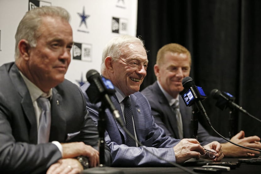 Late Thursday night Cowboys' Stephen Jones, owner Jerry Jones and head coach Jason Garrett...