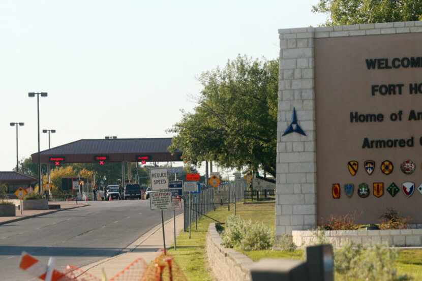 The entrance to Fort Hood near Killeen.