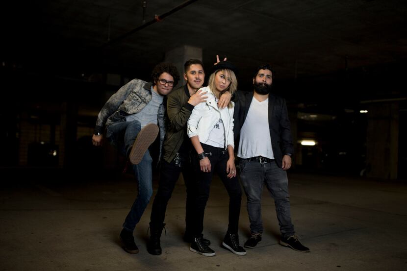 From left, Supersonic Lips band members Miguel Santana, Jawdat Anguiano, Yaya Lion, and...