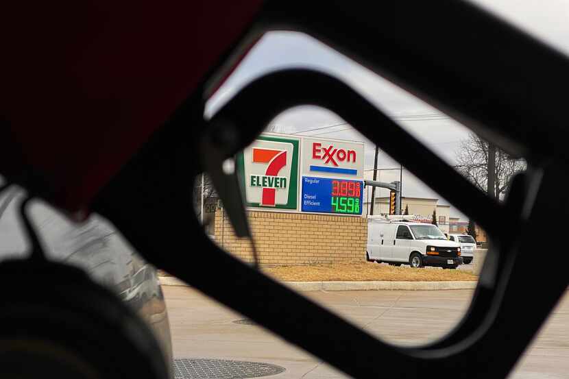 Gas prices are shown on Tuesday, March 8, 2022, at an Exxon/7-Eleven convenience store at...