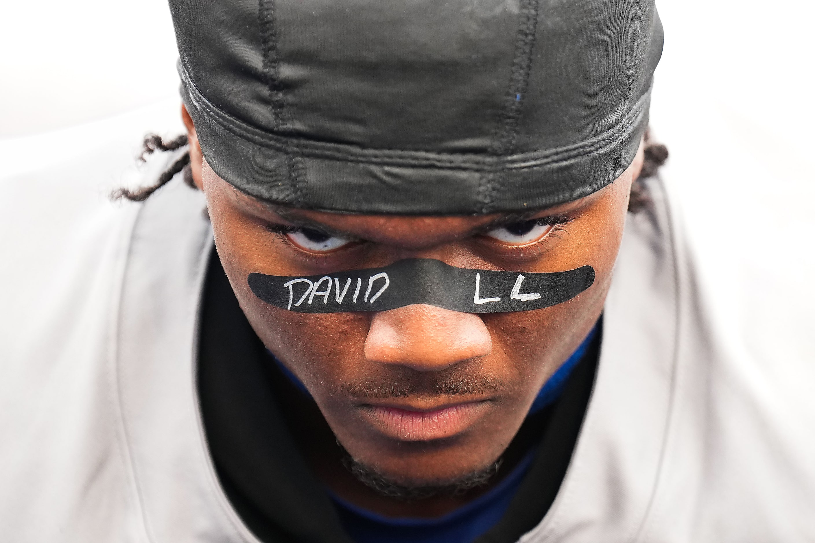 Duncanville wide receiver Ayson Theus is seen before a high school football game against St....