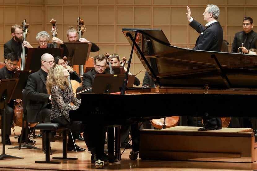 Pianist Hélène Grimaud joined music director Fabio Luisi and the Dallas Symphony Orchestra...