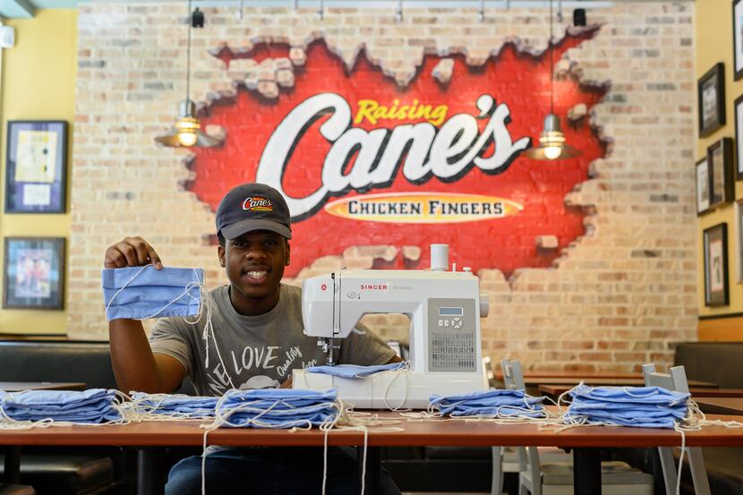 Raising Cane's employees are now sewing face masks.