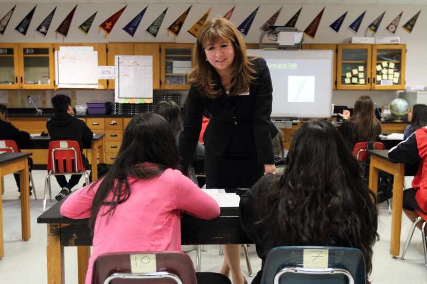 
Stephanie Elizalde, Dallas ISD's chief of school leadership, made a presentation to the...