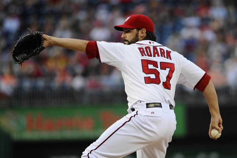 May 16, 2014; Washington, DC, USA; Washington Nationals pitcher Tanner Roark (57) throws...