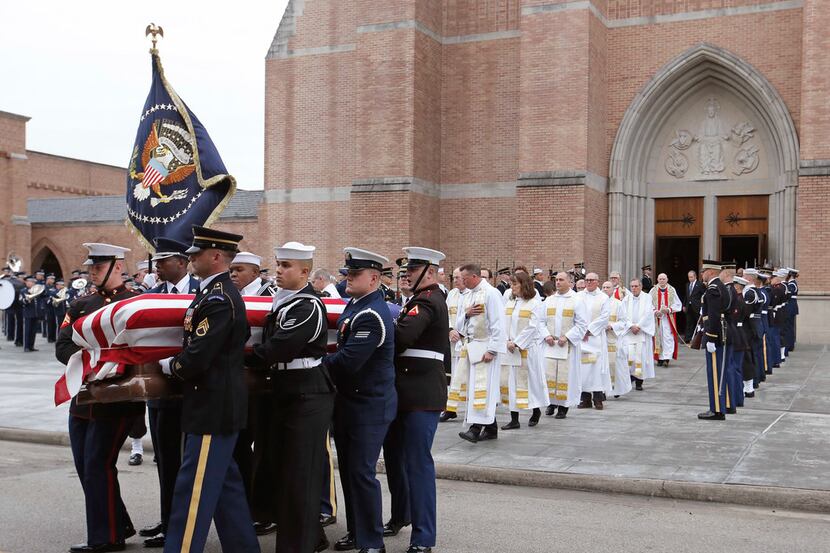 Pallbearers carried the casket at the state funeral service for George H.W. Bush, the 41st...