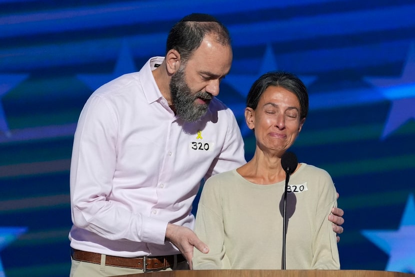 Jon Polin and Rachel Goldberg, parents of Hersh Goldberg-Polin, spoke  during the Democratic...