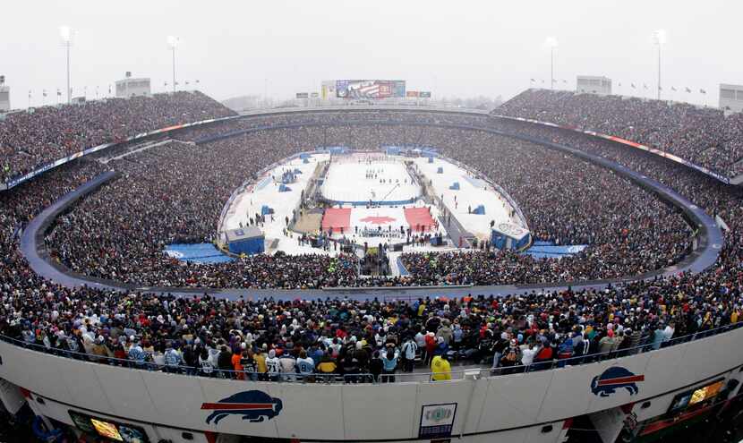 The Buffalo Sabres and Pittsburgh Penguins played during a steady snowfall in the 2008 NHL...