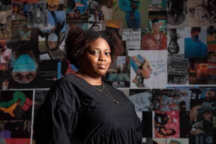 Dallas artist Ciara Elle Bryant poses for a portrait in front of her installation "Server: A...