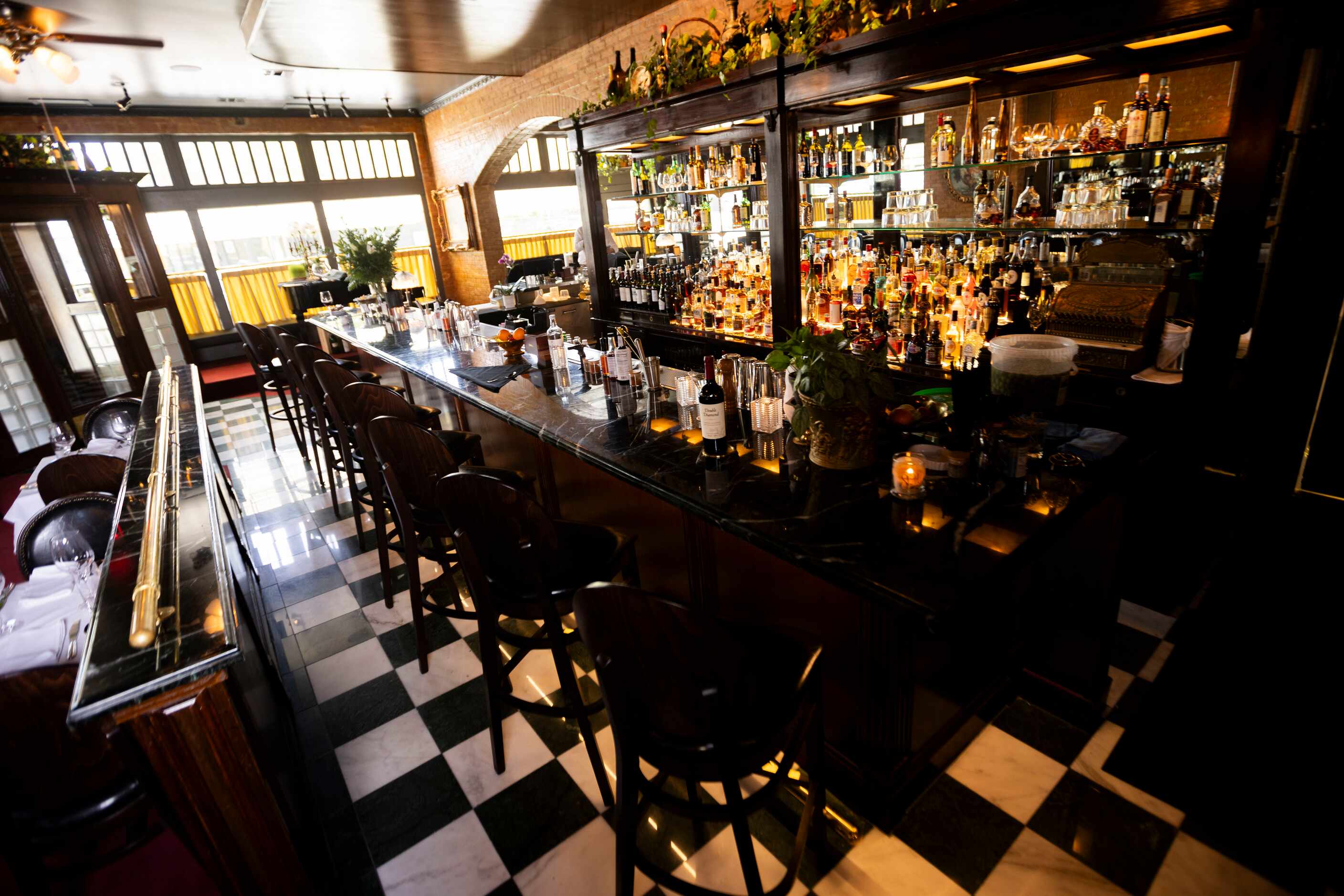 St. Martin's Wine Bistro in Dallas has a black-and-white tile floor and the original bar.