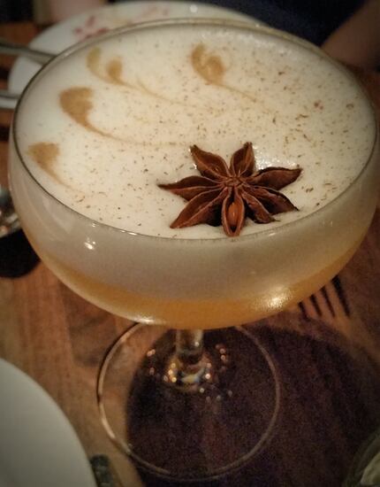 XXVII Antique's the Knight Rider, made with espresso Cynar, Suze, orange juice, vermouth and...