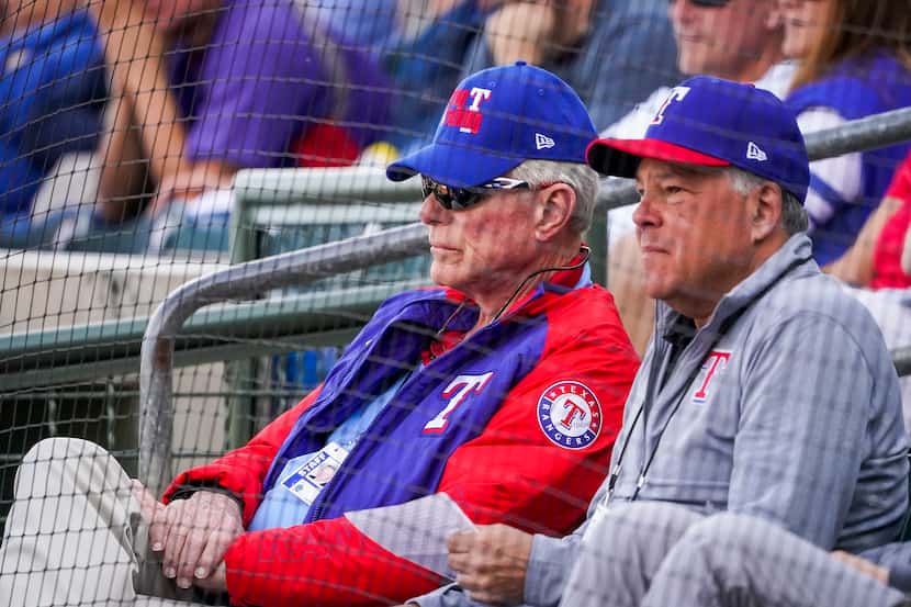 Texas Rangers co-chairman and managing partner Ray C. Davis (left) and chairman, ownership...