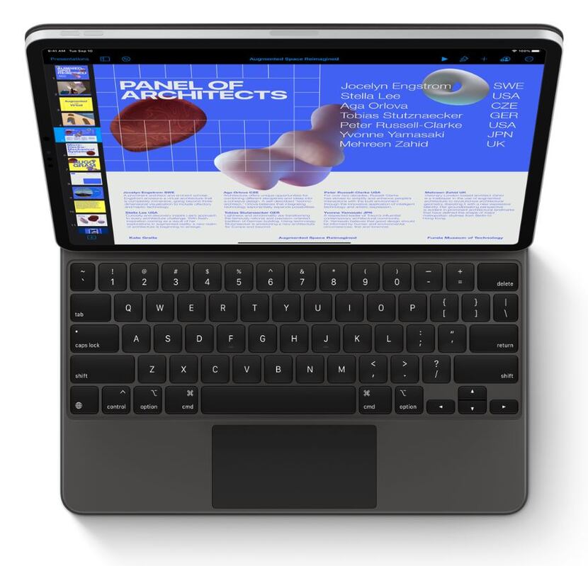 Apple's new Magic Keyboard for iPad Pro features a trackpad and a very comfortable backlit...