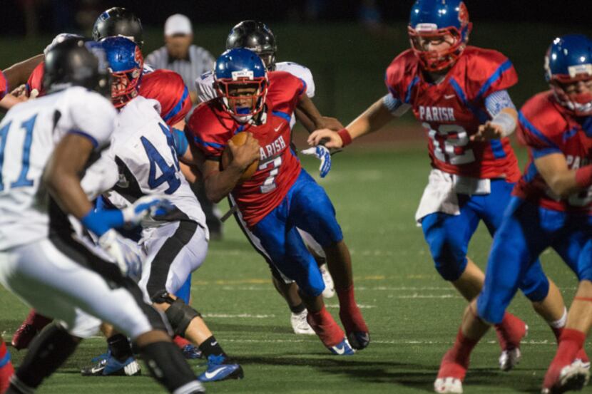 Parish Episcopal running back Dominic Williams, 7, rushed for 201 yards in a victory over...