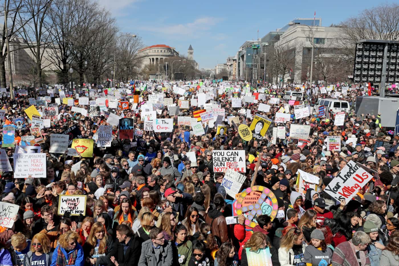 Protesters during March for Our Lives to demand stricter gun control laws on Saturday, March...