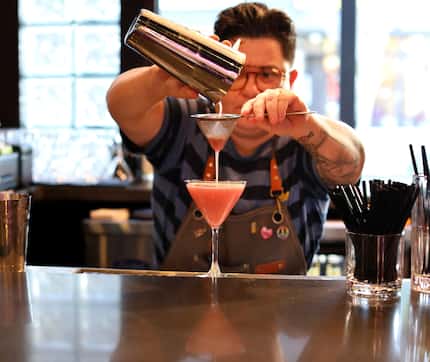 Bar manager Fernanda “Cubby” Rossano makes a Harajuku Club mixed drink at Kaiyo in Dallas.