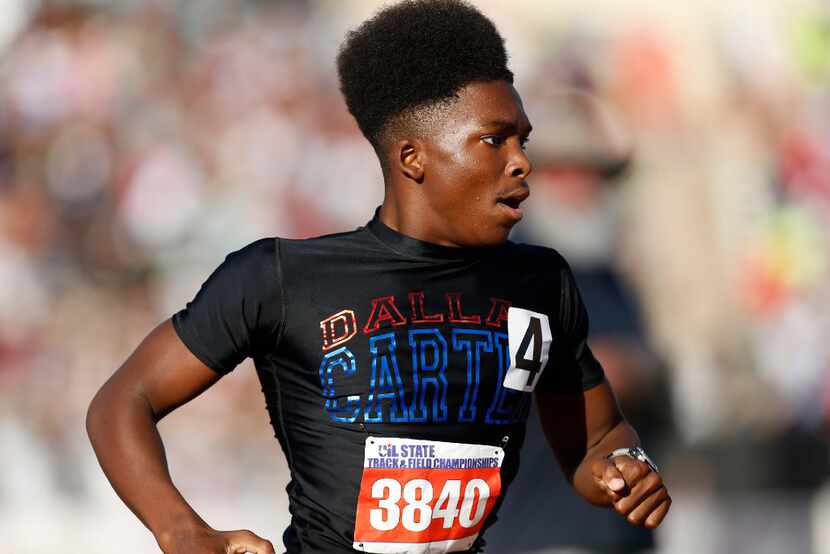 Dallas Carter's Lakyron Mays (3840) competes in the class 4A boys 800-meter run during the...