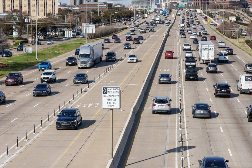 The HOV lanes at U.S. Highway 75 from North Collins Boulevard in Richardson on Thursday.
